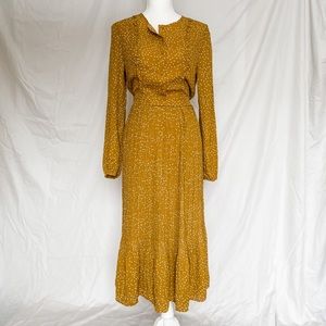 Mustard Polka Dot Midi Dress - Brand Unspecified